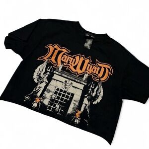 Mary Wyatt Cropped tee with Gothic Print